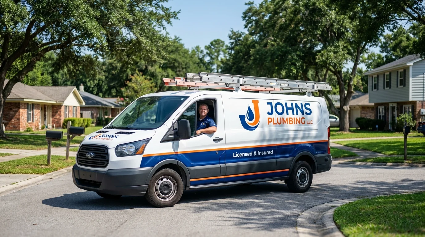 Johns Plumbing LLC service van in Duxbury, MA