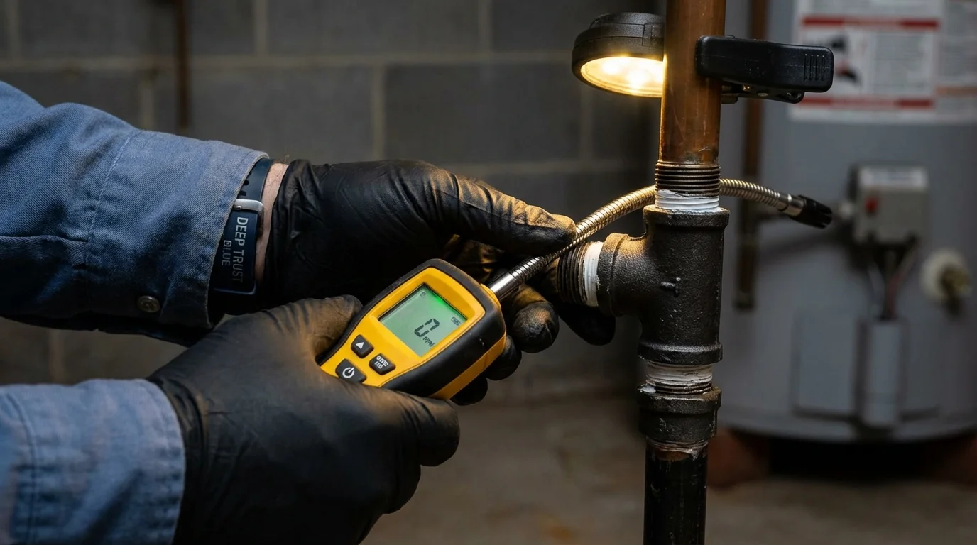 Gas leak detection with electronic sniffer by Johns Plumbing LLC in Duxbury