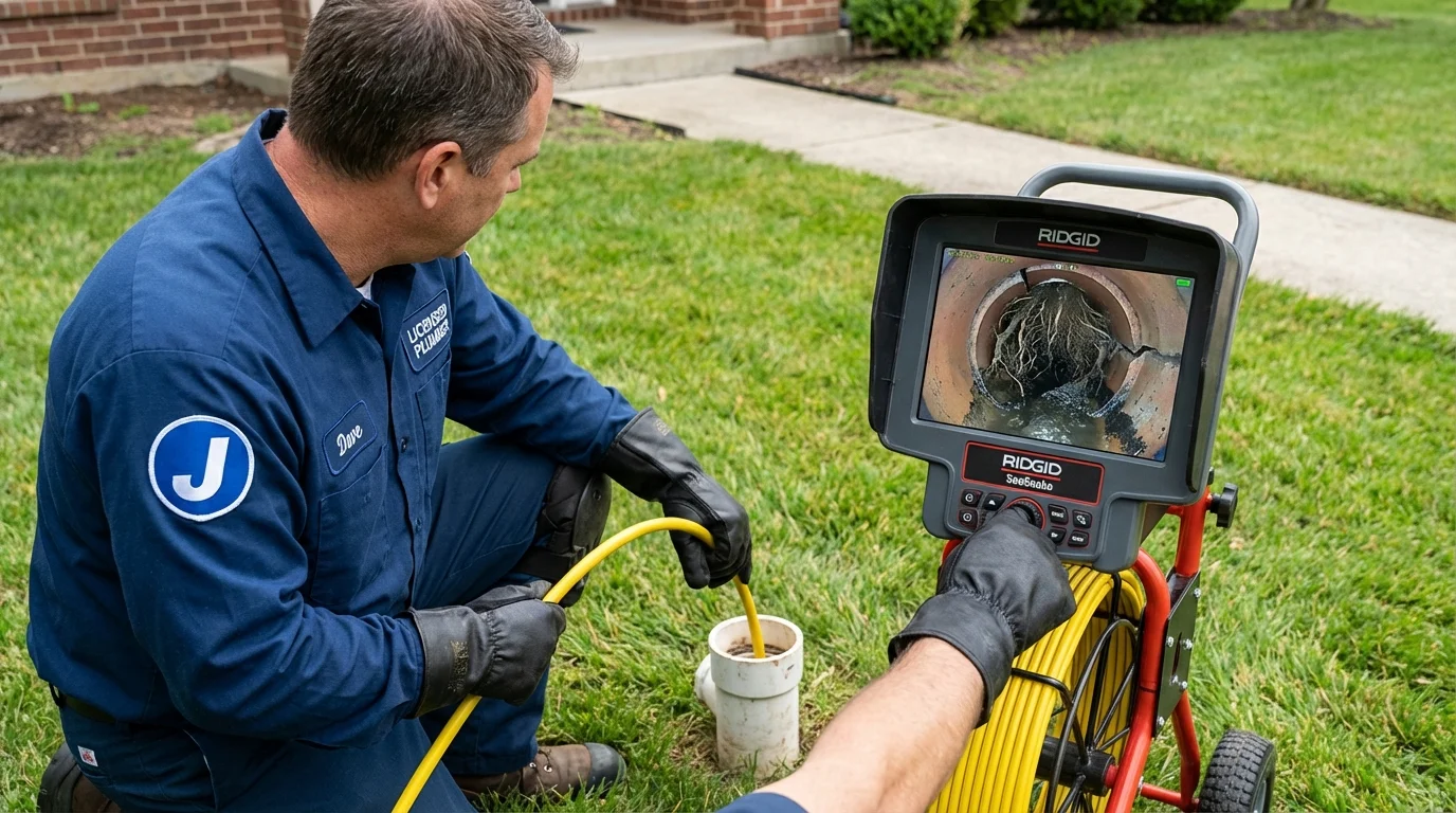 Sewer camera inspection being performed by Johns Plumbing LLC in Duxbury